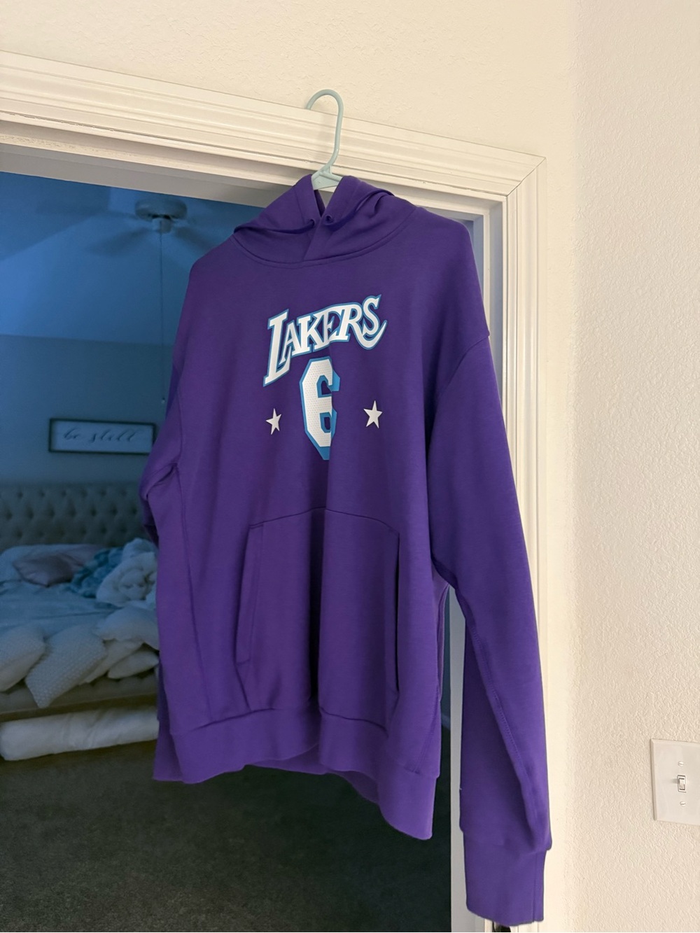 Nike Purple Lakers Crewneck Hoodie with #6 Logo